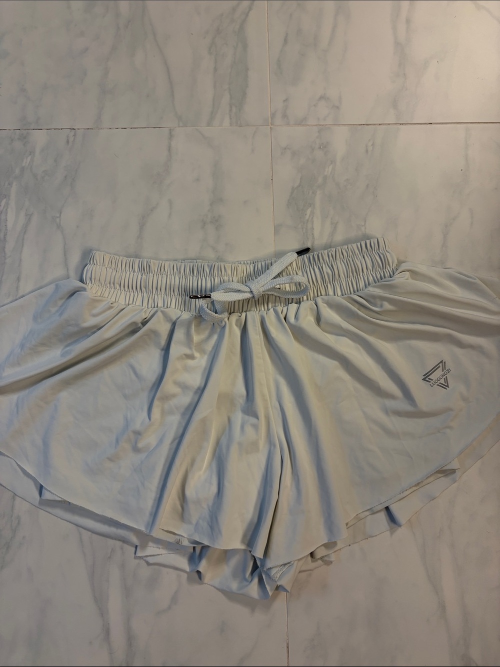 Women's Light Gray Athletic Running Shorts with Elastic Waist